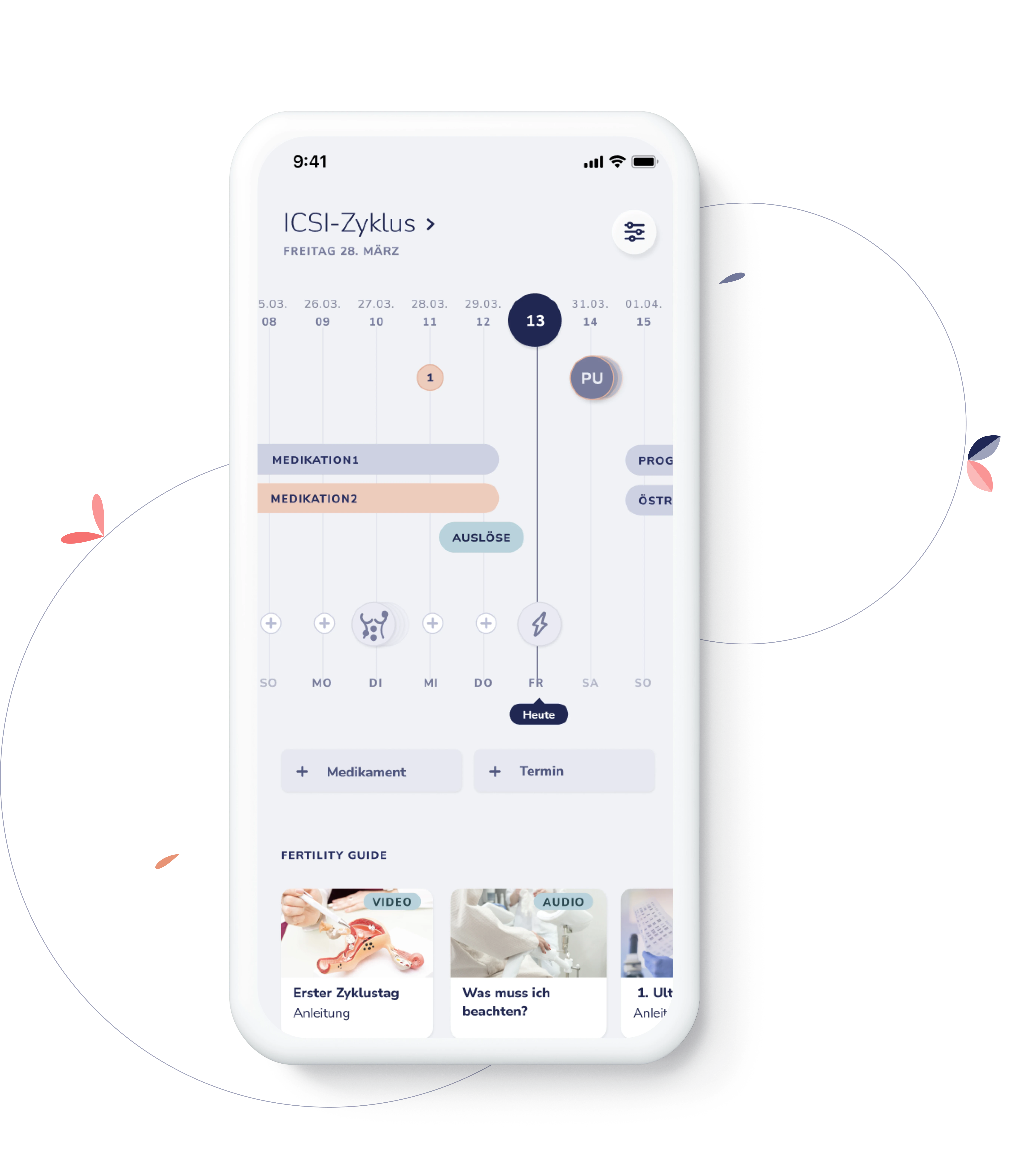 Die Hope App auf einem Smartphone, mit Behandlungsplan und Terminübersicht